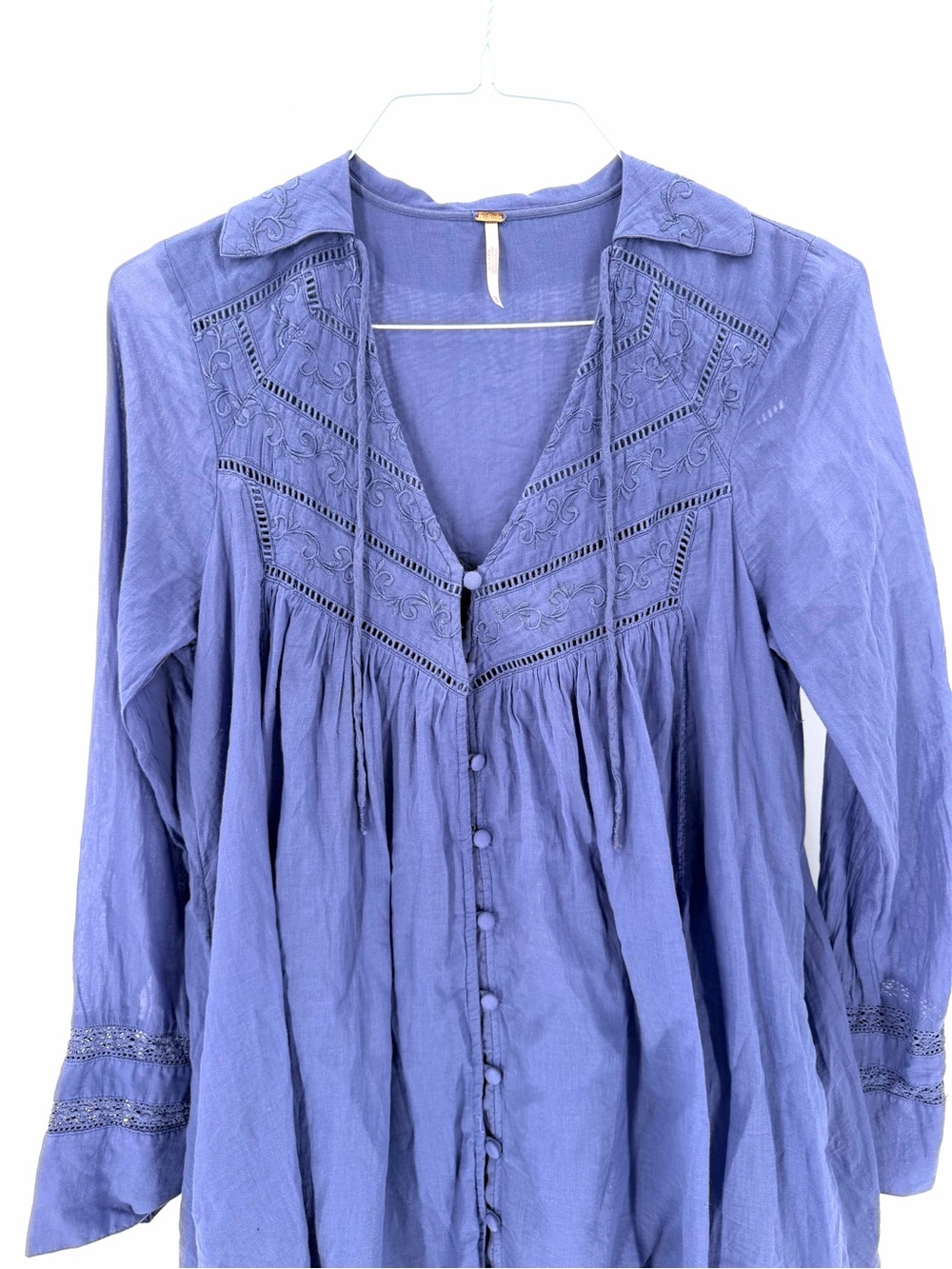 Free people Haddie Solid Swing Mini Tunic Boho Cottage Mini Dress - Picture 3 of 8